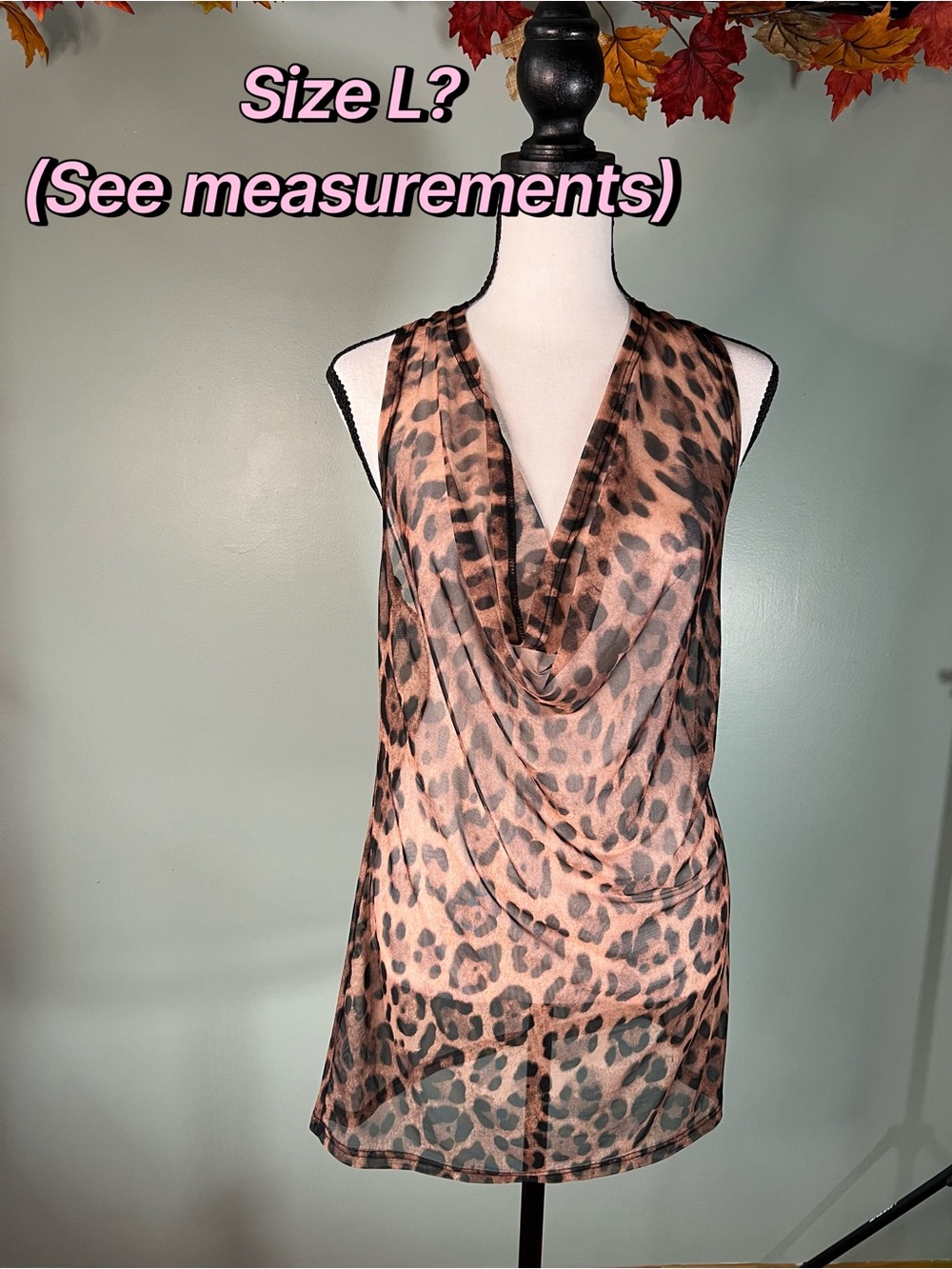 Sheer Leopard Print Halter Top- See Measurements